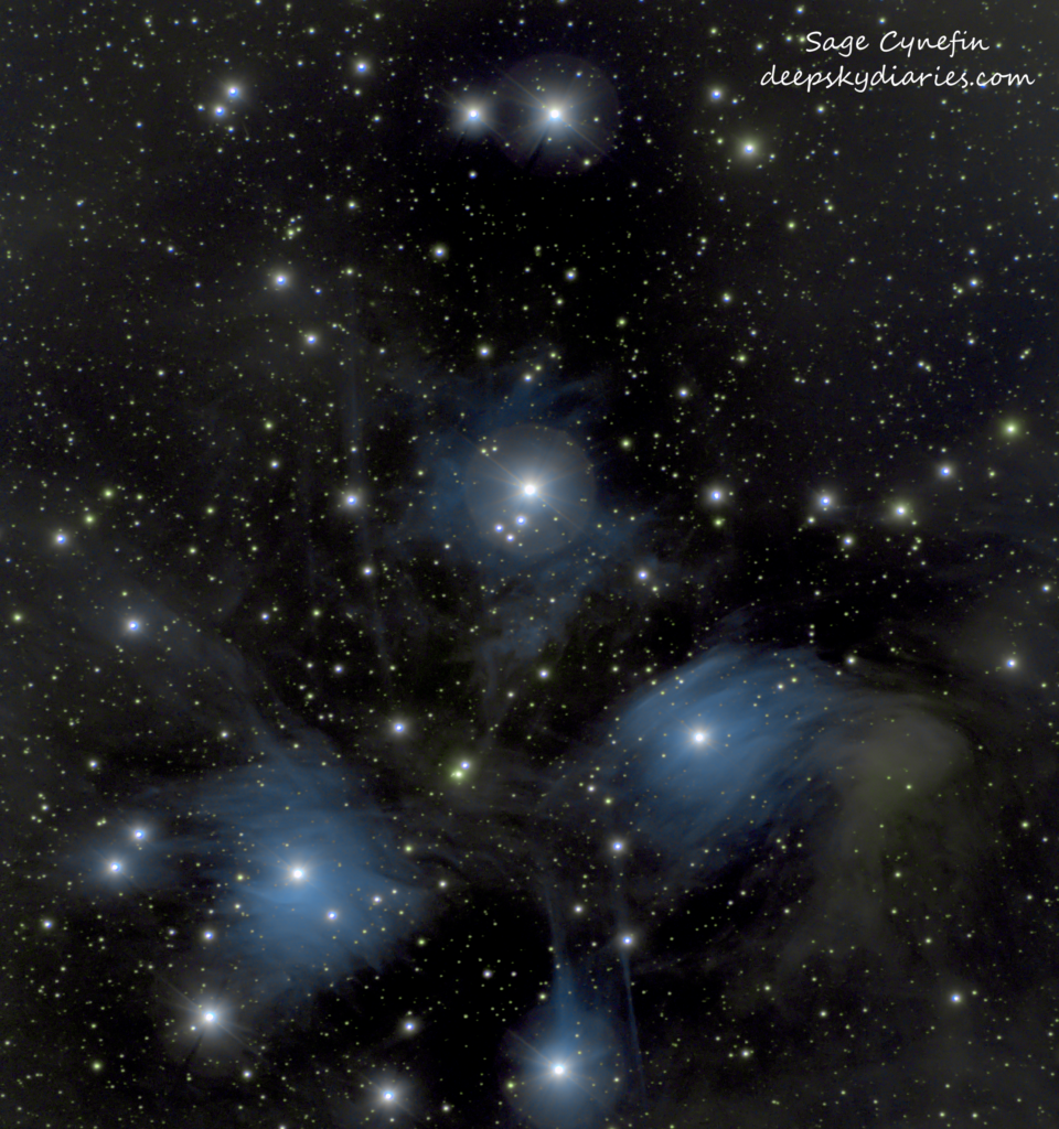 Edited picture of the Pleiades Star Cluster